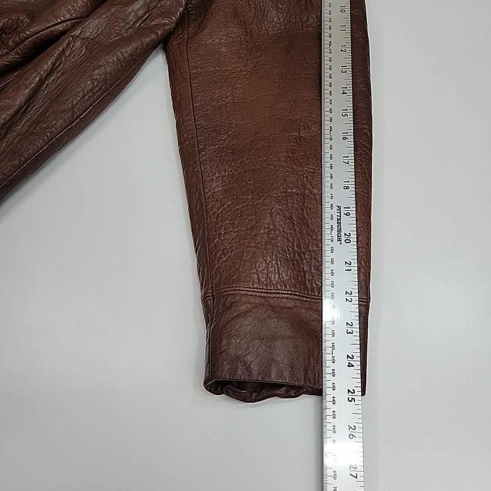 Vintage Wilson's The Leather‎ Experts Brown Leather Jacket Size S Button Front - Picture 7 of 9